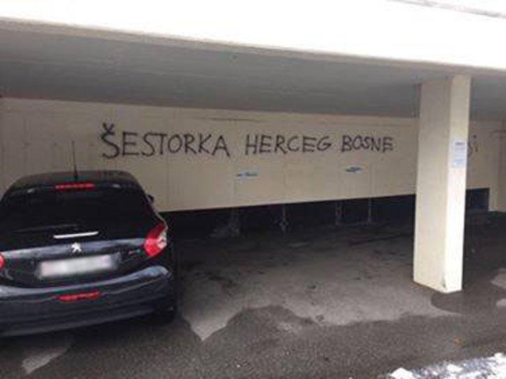 Na zidovima Ambasade BiH u Bernu poruke podrške ratnim zločincima "Herceg Bosne"