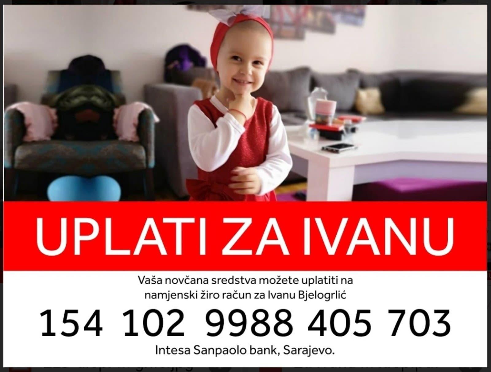 Djevojčici Ivani Bjelogrlić potrebna pomoć za liječenje karcinoma bubrega