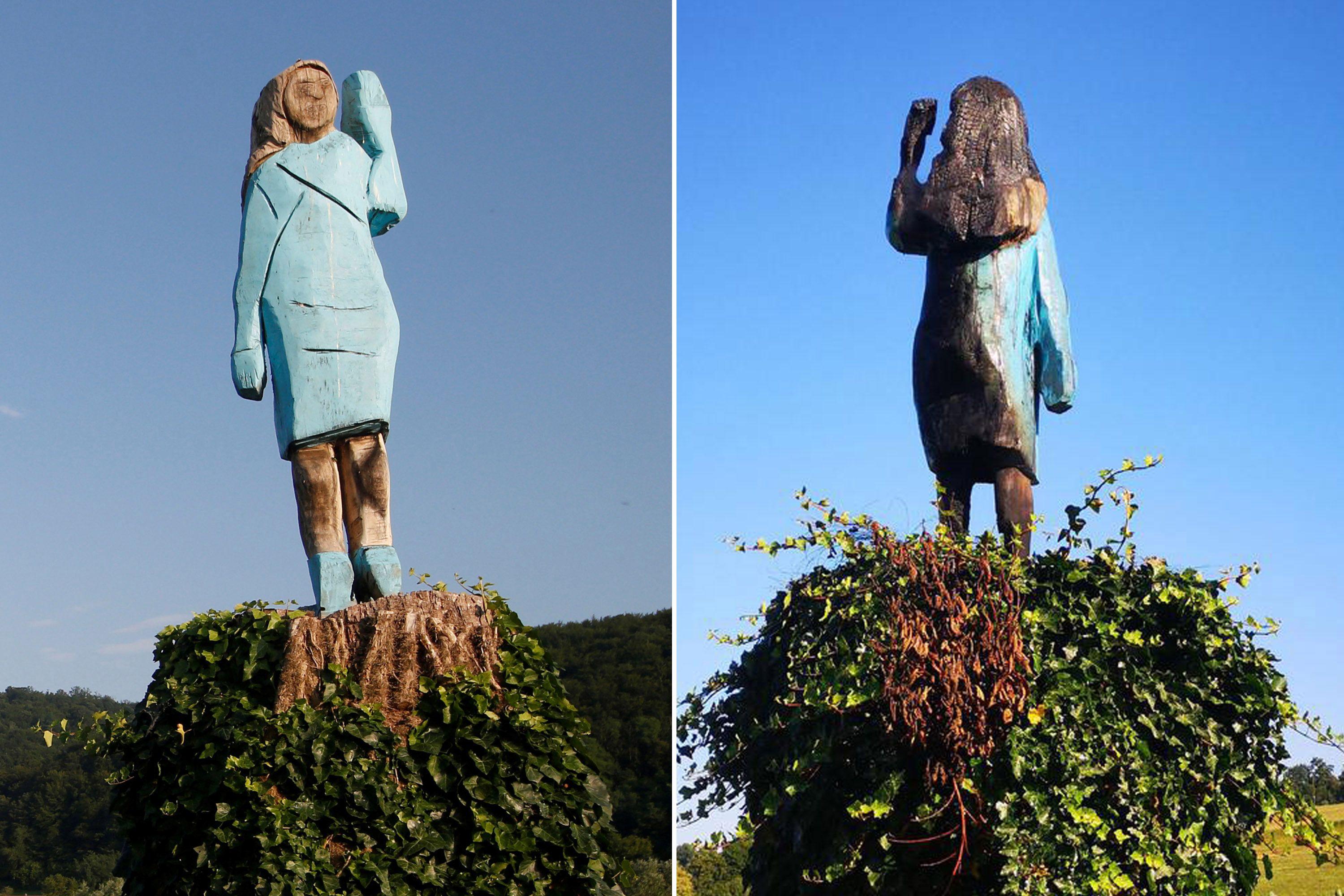 U Sloveniji zapaljena skulptura Melanije Tramp