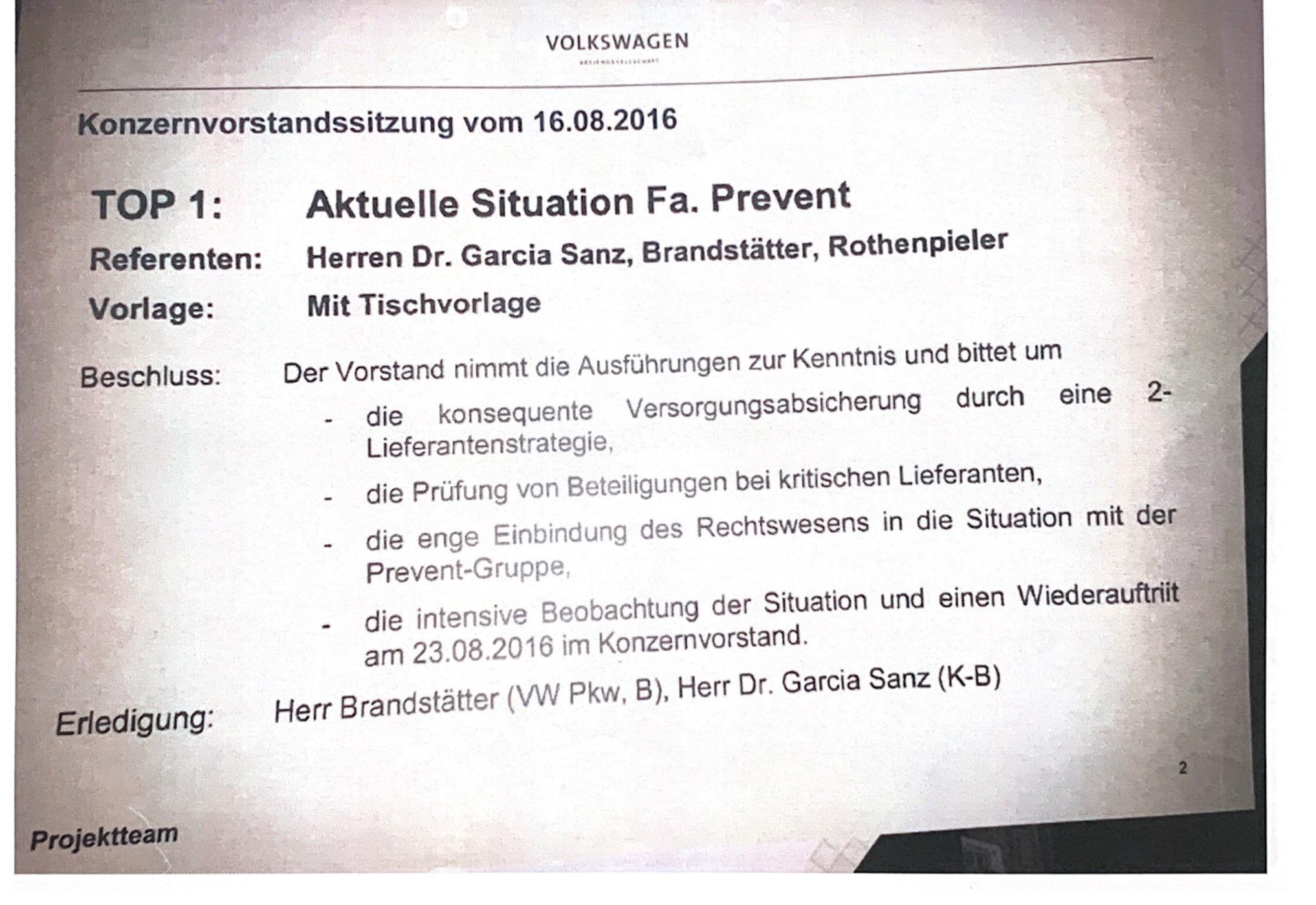 Faksimili dokumenta koji potkrepljuju tvrdnje da je VW pripremao obračun sa Preventom - Avaz