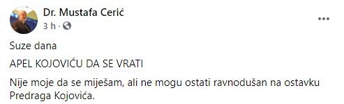 Objava Cerića na Facebooku - Avaz