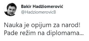 Tvit Bakira Hadžiomerovića - Avaz