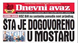 U današnjem "Dnevnom avazu" čitajte: Šta je dogovoreno u Mostaru