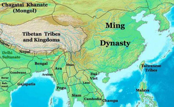 Karta južne Azije u vrijeme vladavine dinastije Ming  - Avaz