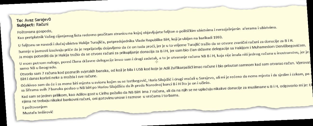 Faksimil pisma koje nam je poslao bivši viceguverner Narodne banke Jugoslavije i Centralne banke BiH - Avaz