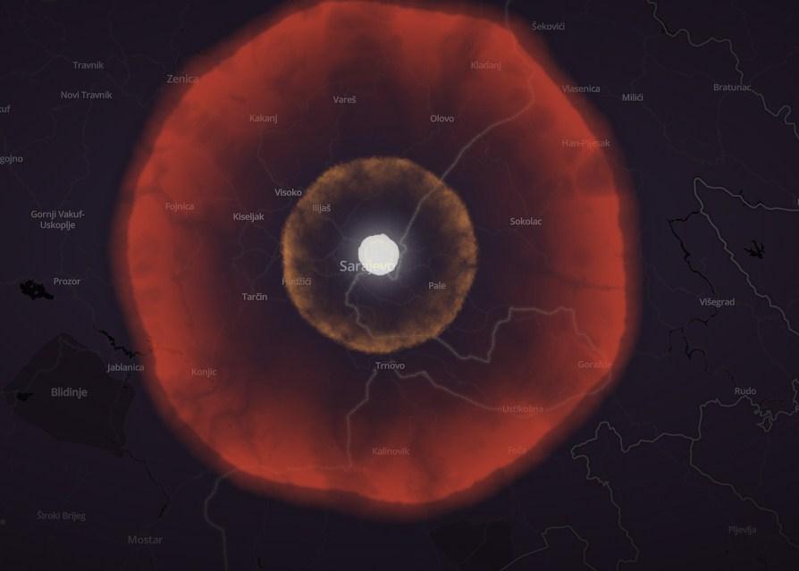 Interaktivna karta: Šta bi se dogodilo vašem gradu da ga pogodi nuklearna bomba