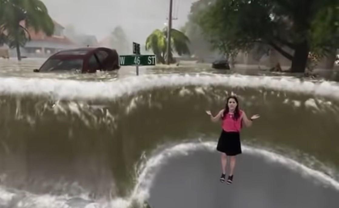 3D animacija učinka uragana Florens u vremenskoj prognozi