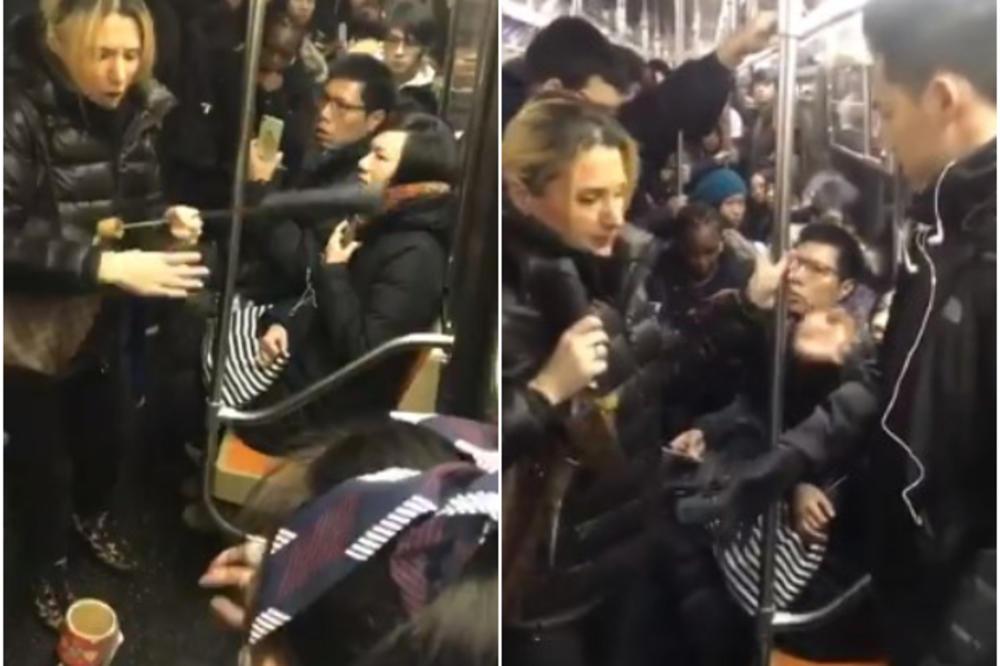 Pomahnitala putnica napadala ljude u metrou: Zasula ženu rasističkim uvredama, izvukla i kišobran da je bije