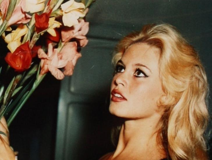 Brižit Bardo (Brigitte Bardot) s buketom gladiola - Avaz