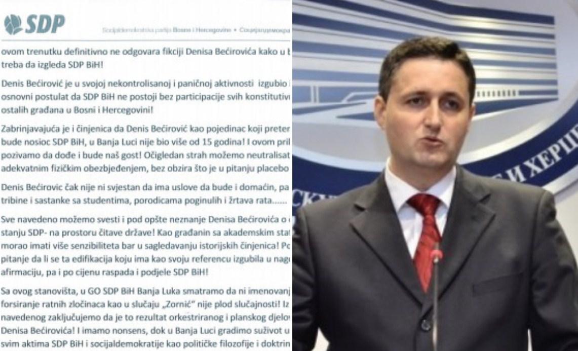 Banjalučki SDP poručuje: Ne možemo više trpjeti Bećirovićeve ekstremne i desničarske istupe