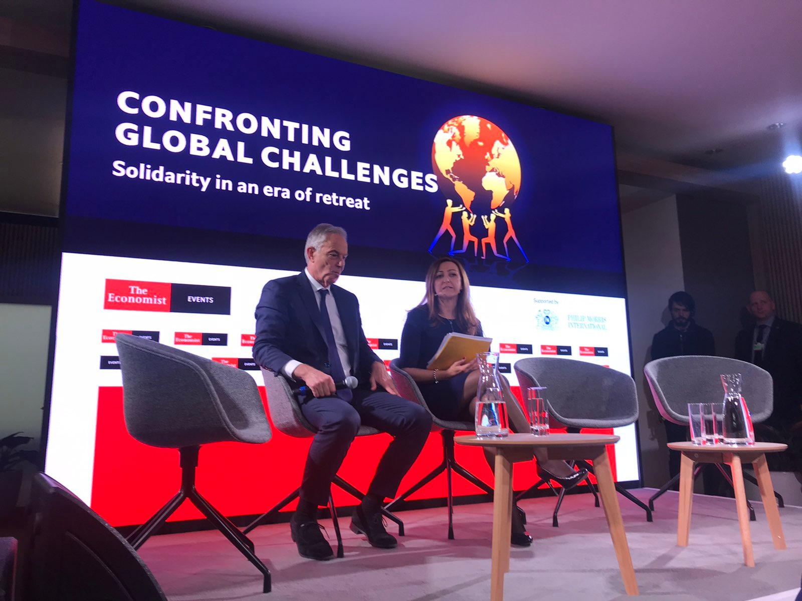 Bivši premijer Velike Britanije Toni Bler prisustvovao panelu "Suočavanje s globalnim izazovima" u Davosu
