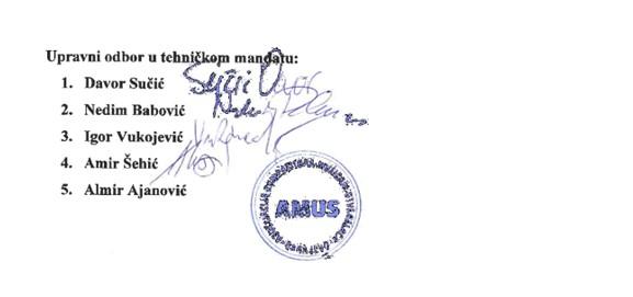 Potpis Upravnog odbora u tehničkom mandatu - Avaz
