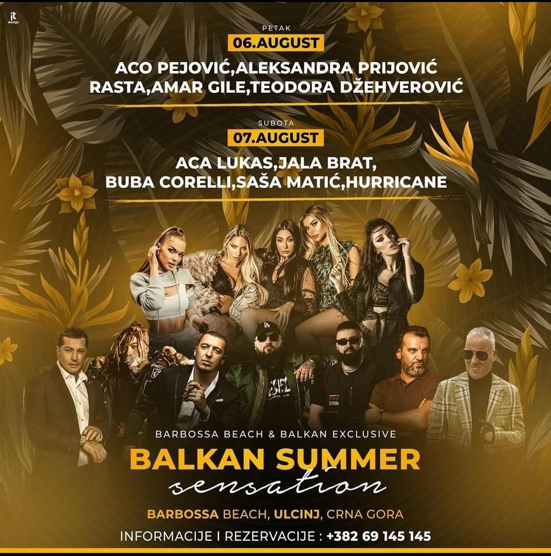 Prvi ulcinjski "Balkan Summer Sensation 2021": Sve zvijezde na jednom mjestu od Jale Brata i Bube Corellija do Ace Lukasa i Aleksandre Prijović