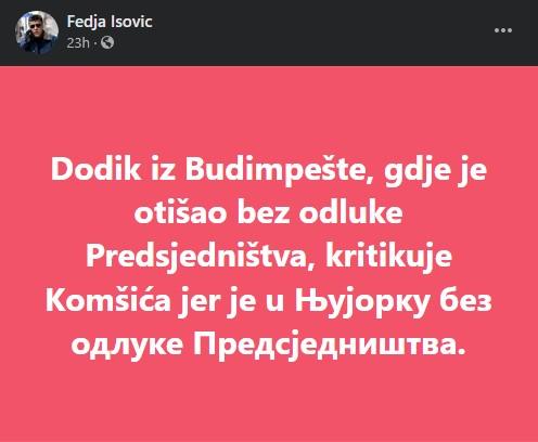 Isović komentirao putovanja bh. zvaničnika - Avaz