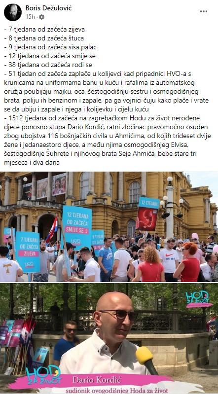 Objava Dežulovića na Facebooku - Avaz
