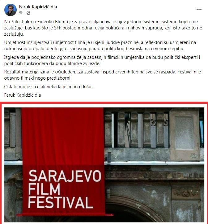 Objava Kapidžića na Facebooku - Avaz