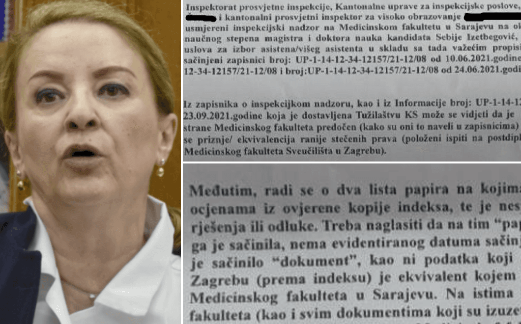 Inspekcijski nadzor na Medicinskom fakultetu u Sarajevu pokazao: Na dva lista papira rukom upisano 10 ispita s ocjenama Sebije Izetbegović