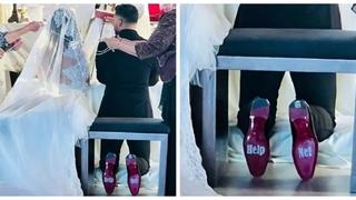 "Ovako se moj muž pojavio na vjenčanju": Mladoženja porukom na cipelama nasmijao sve