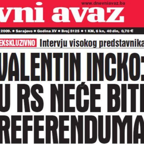 "Avazova" arhiva:  Kako je Incko prije 14 godina razbio Dodikove snove o referendumu!? 