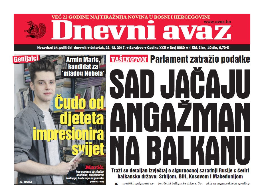 Danas U Dnevnom Avazu Itaje Sad Ja Aju Anga Man Na Balkanu