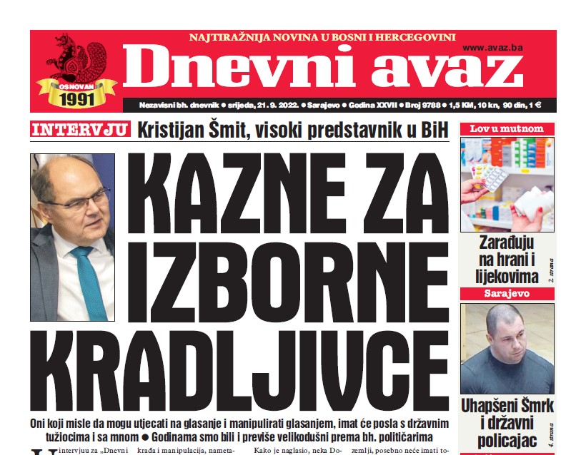 Danas u Dnevnom avazu čitajte Kazne za izborne kradljivce