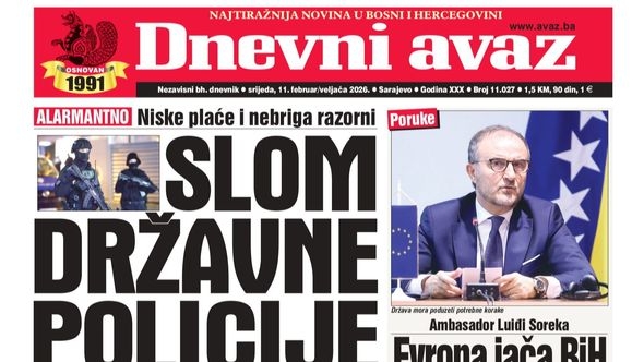 U današnjem "Dnevnom avazu" čitajte: Slom državne policije
