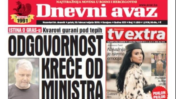 U današnjem "Dnevnom avazu" čitajte: Odgovornost kreće od ministra