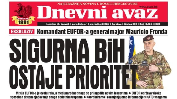 U današnjem "Dnevnom avazu" čitajte: Sigurna BiH ostaje prioritet