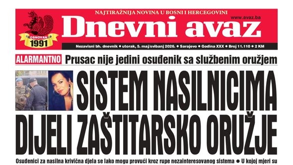 U današnjem "Dnevnom avazu" čitajte: Sistem nasilnicima dijeli zaštitarsko oružje