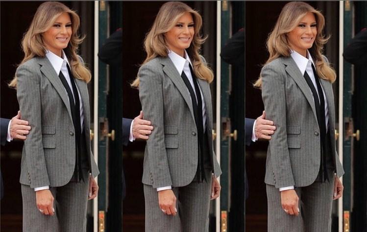 Sivo odijelo, kravata i štikle: Melanija Tramp ponovo oduševila modne kritičare