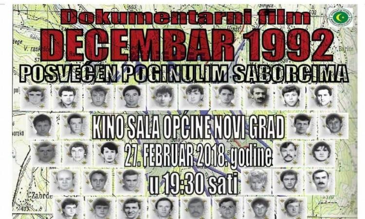 "Decembar 1992." dokumentarni film o 75 poginulih sarajevskih boraca