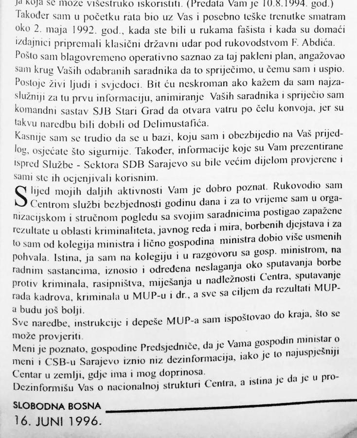 Nastavak Alibabićevog pisma predsjedniku Izetbegoviću iz avgusta 1994. godine - Avaz