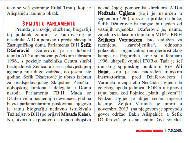 Faksimil teksta „Slobodne Bosne“ od 7. maja 2015. godine - Avaz