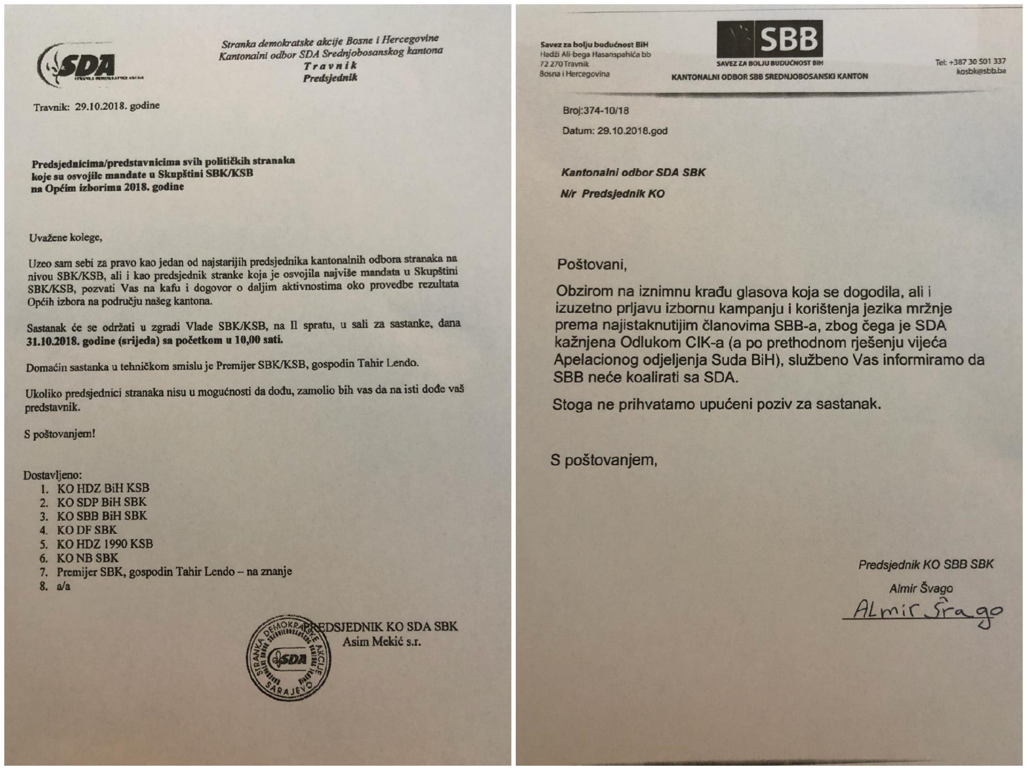 SBB i zvanično odbio koaliranje i razgovor sa SDA
