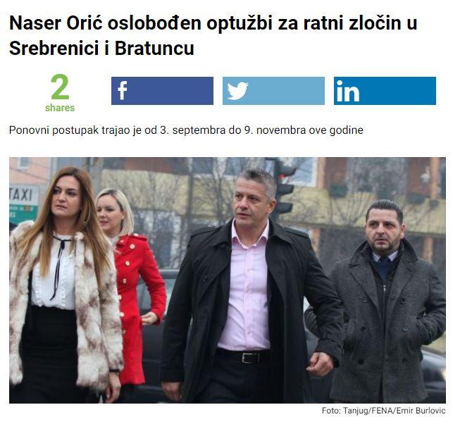 Telegraf.rs: Naser Orić oslobođen optužbi za ratni zločin u Srebrenici i Bratuncu - Avaz