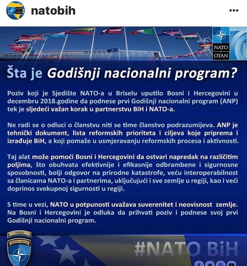 Objava NATO BiH na Instagramu - Avaz