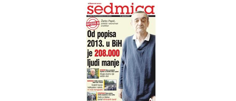 Žarko Papić: Od popisa 2013. godine u BiH je manje 208.000 ljudi