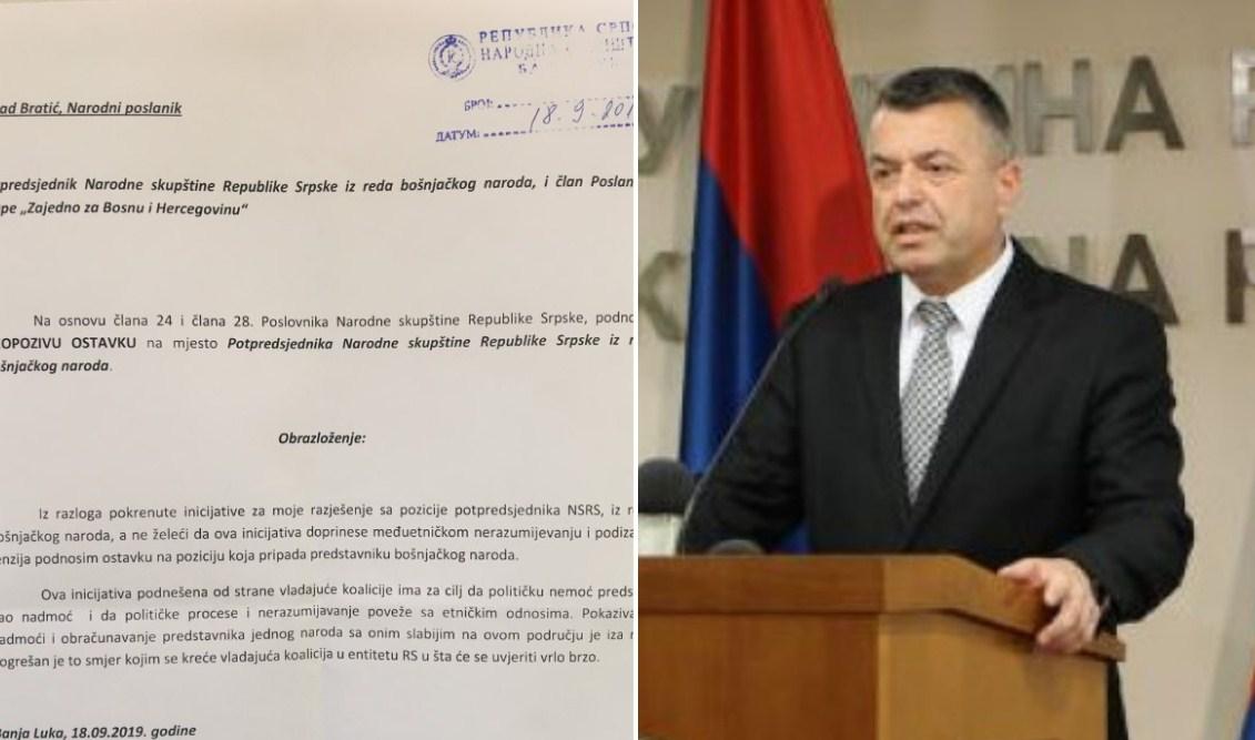 Potpredsjednik Narodne skupštine RS Senad Bratić podnio ostavku