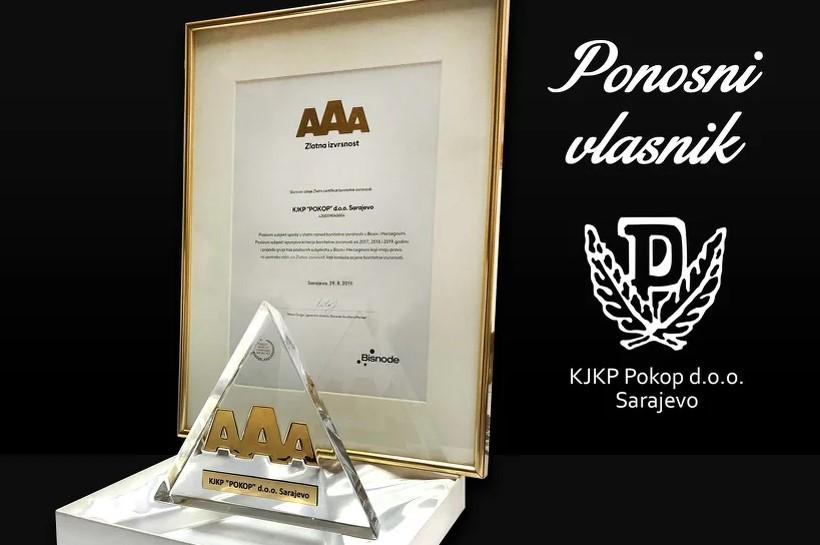KJKP "Pokop" dobio AAA certifikat i status "zlatne izvrsnosti"