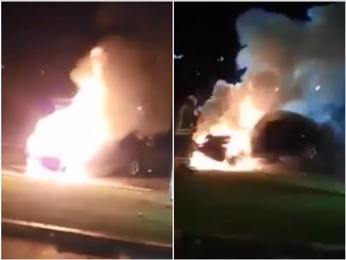 Dramatičan snimak: Vatra guta BMW u Nedžarićima