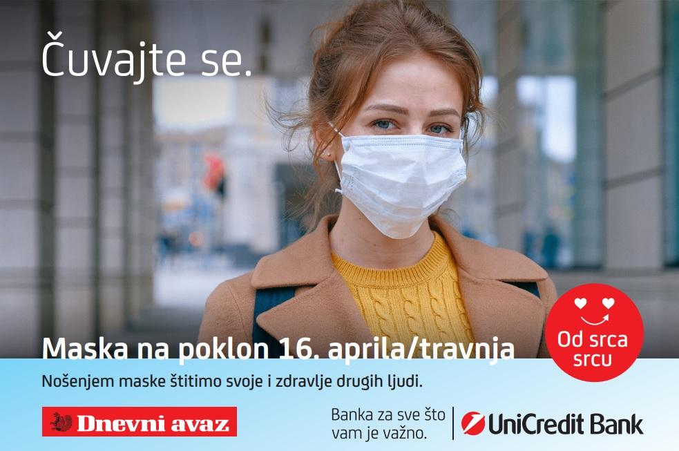 "Dnevni avaz" i "UniCredit" danas poklanjaju čitaocima masku za lice