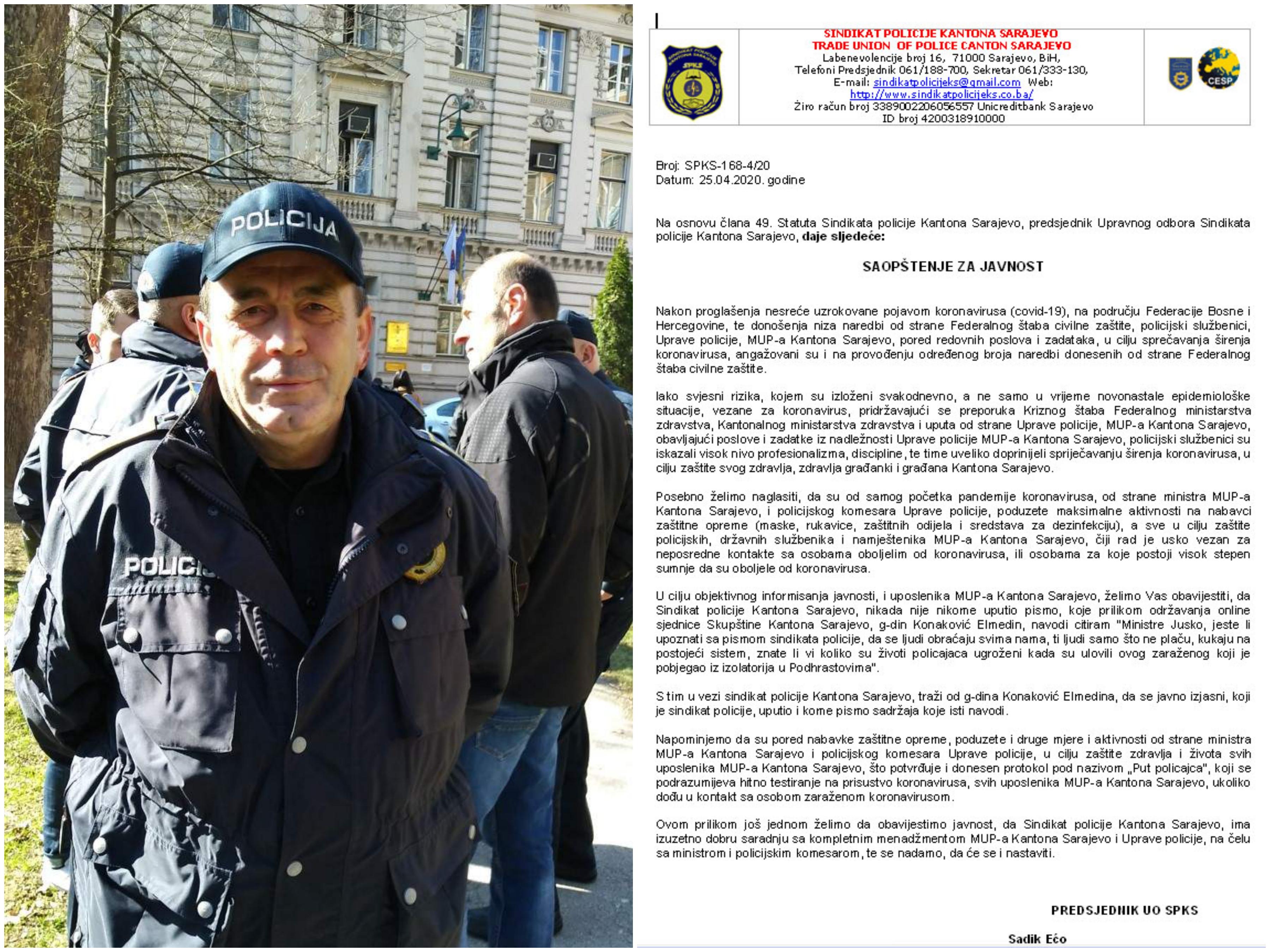 Sindikat policije KS demantira Elmedina Konakovića
