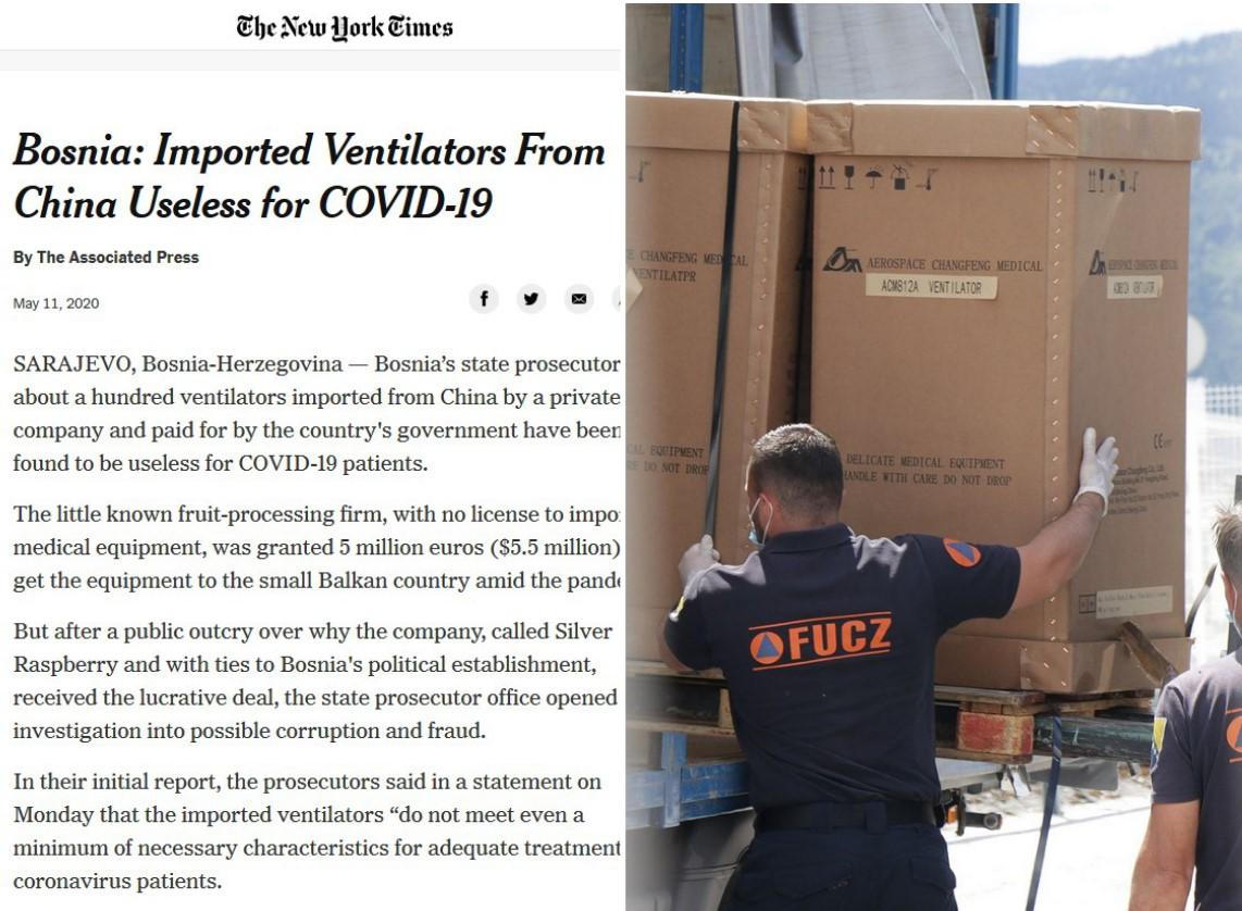 Lopovluk stigao u najpoznatije medije: NY Times pisao o neupotrebljivim respiratorima