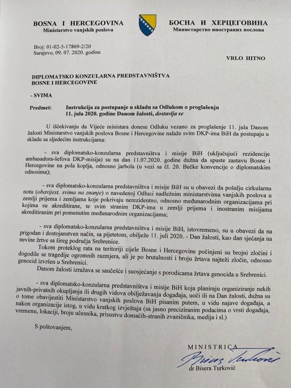 Faksimil dopusa Ministarstva vanjskih poslova BiH - Avaz