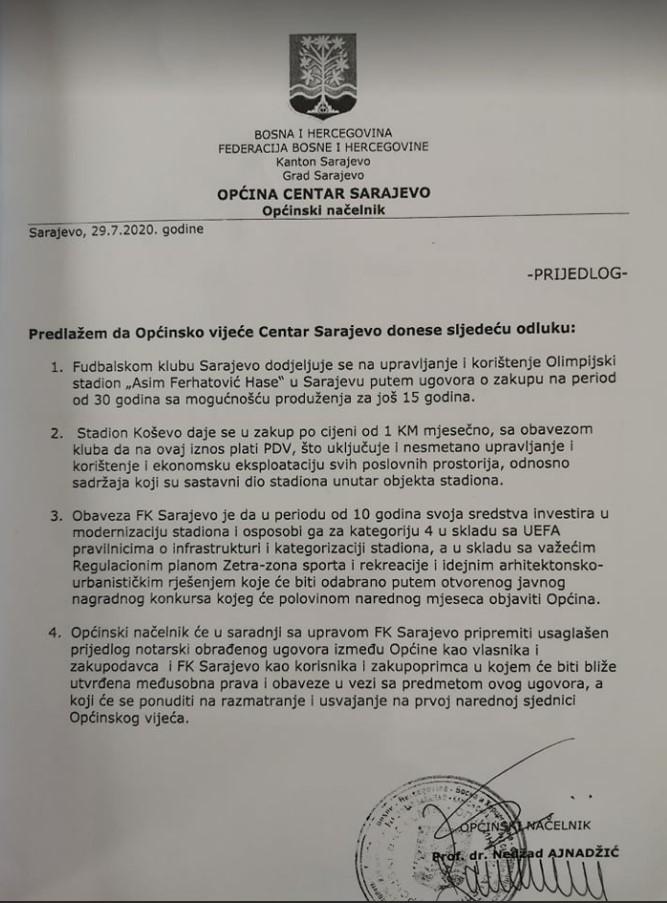 Ajnadžić: Predlažem da Općinsko vijeće Centar Sarajevo donese sljedeću odluku - Avaz