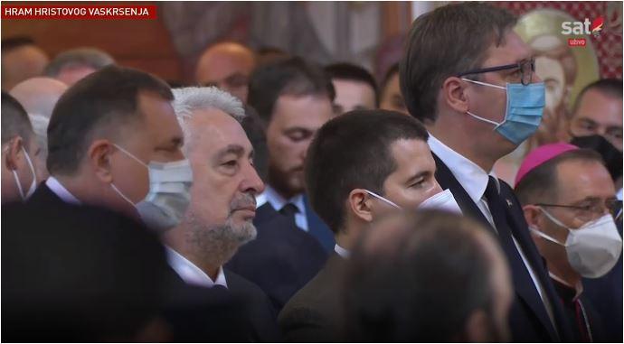 Dodik i Vučić na sahrani Amfilohija
