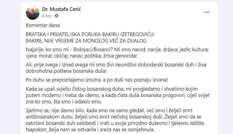 Oglasio se Cerić - Avaz