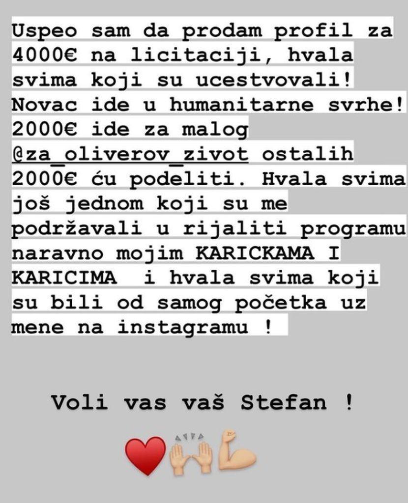 Stefan Karić prodao svoj Instagram profil za 4.000 eura - Avaz