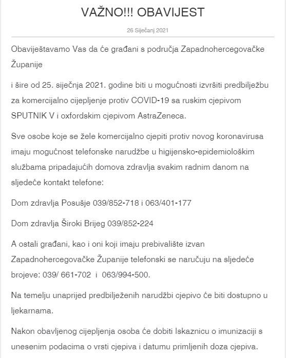Obavještenje građanima - Avaz