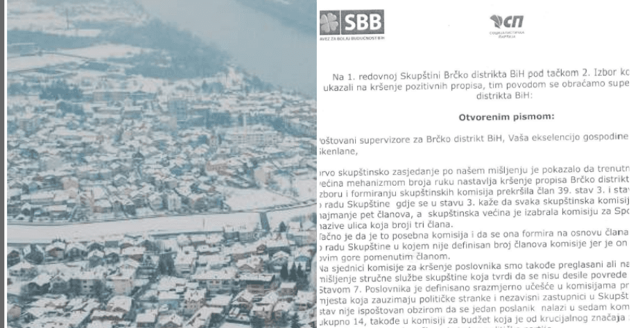 SBB, SP and NiP sent an open letter to the Brčko District Supervisor